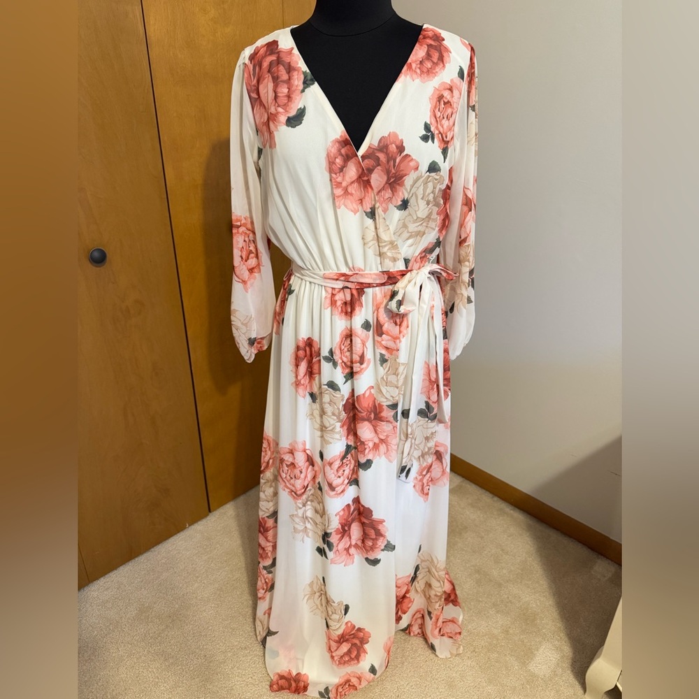 Premier Pink and Cream Floral Maxi Dress